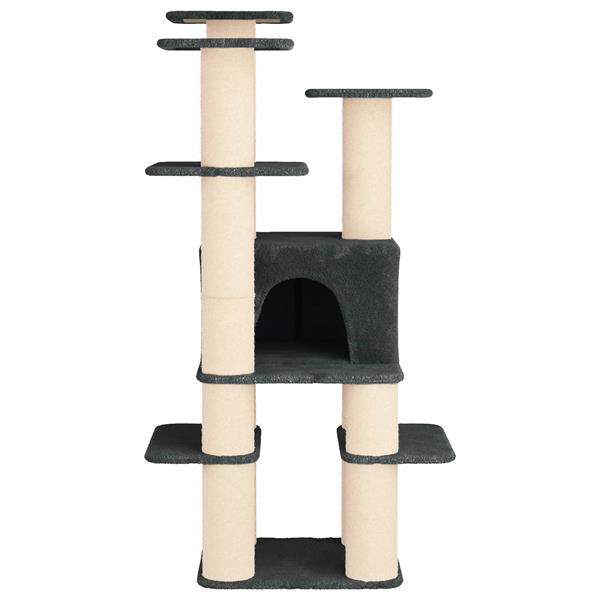 Grote foto vidaxl kattenboom met sisal krabpalen donkergrijs 161 cm dieren en toebehoren katten accessoires