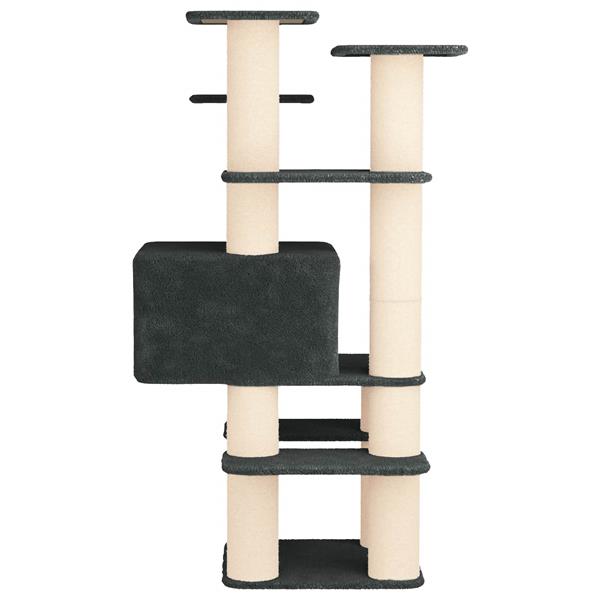 Grote foto vidaxl kattenboom met sisal krabpalen donkergrijs 161 cm dieren en toebehoren katten accessoires