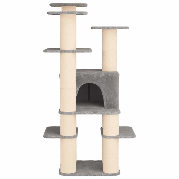 Grote foto vidaxl kattenboom met sisal krabpalen lichtgrijs 161 cm dieren en toebehoren katten accessoires