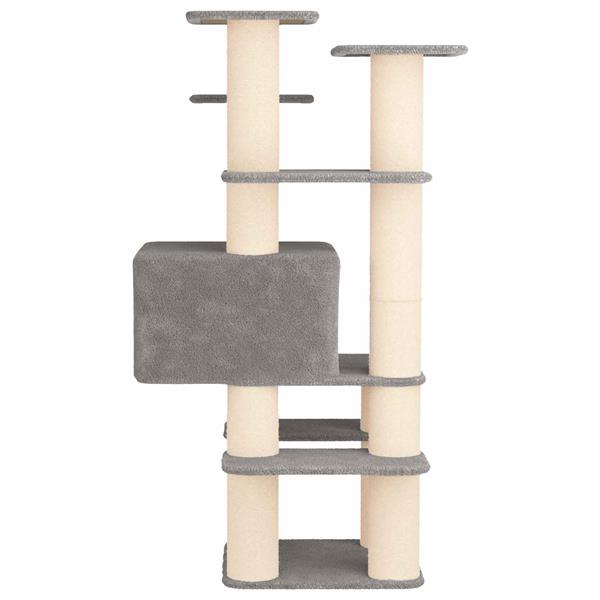 Grote foto vidaxl kattenboom met sisal krabpalen lichtgrijs 161 cm dieren en toebehoren katten accessoires