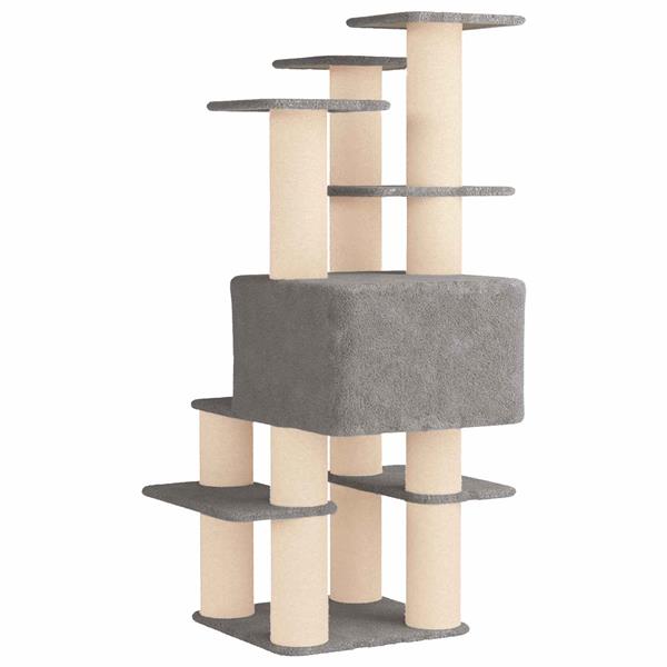 Grote foto vidaxl kattenboom met sisal krabpalen lichtgrijs 161 cm dieren en toebehoren katten accessoires
