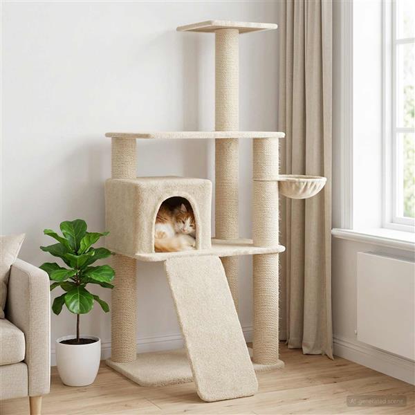 Grote foto vidaxl kattenboom met sisal krabpalen cr mekleurig 173 cm dieren en toebehoren katten accessoires