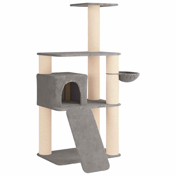 Grote foto vidaxl kattenboom met sisal krabpalen lichtgrijs 173 cm dieren en toebehoren katten accessoires
