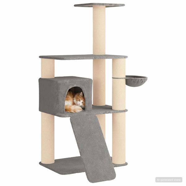 Grote foto vidaxl kattenboom met sisal krabpalen lichtgrijs 173 cm dieren en toebehoren katten accessoires