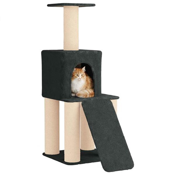 Grote foto vidaxl kattenboom met sisal krabpalen donkergrijs 146 cm dieren en toebehoren katten accessoires