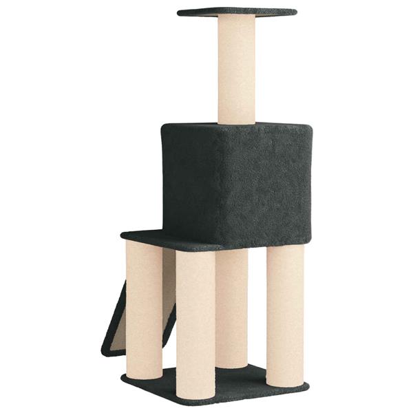 Grote foto vidaxl kattenboom met sisal krabpalen donkergrijs 146 cm dieren en toebehoren katten accessoires