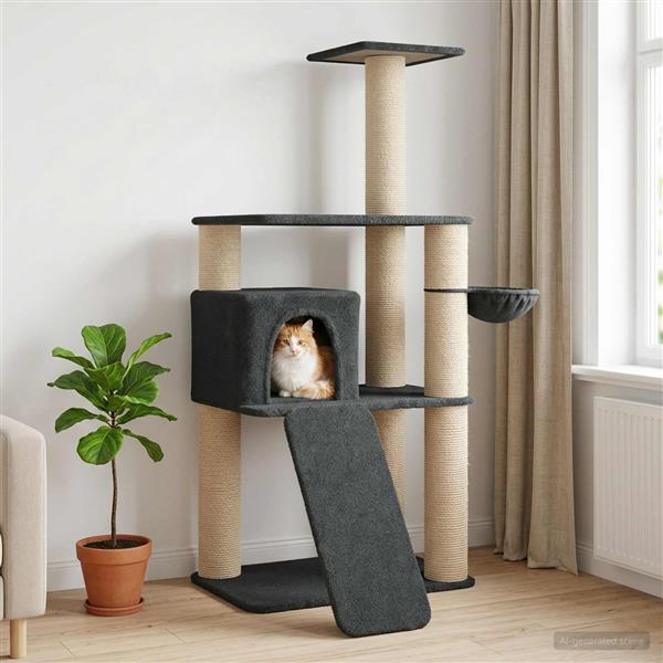 Grote foto vidaxl kattenboom met sisal krabpalen donkergrijs 173 cm dieren en toebehoren katten accessoires