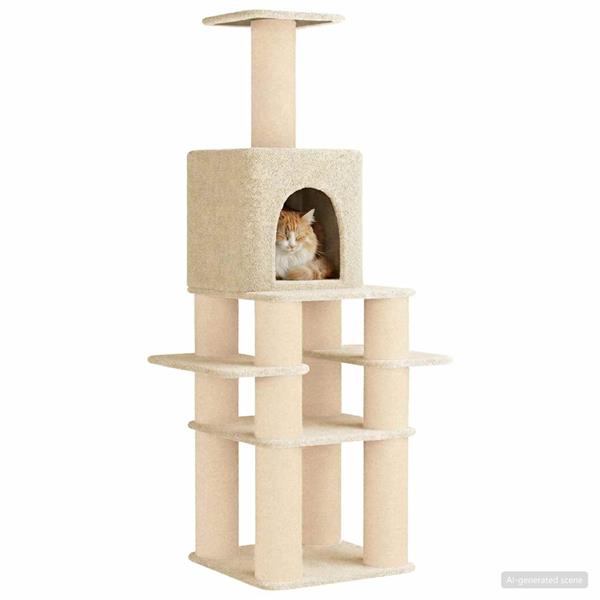 Grote foto vidaxl kattenboom met sisal krabpalen cr mekleurig 180 cm dieren en toebehoren katten accessoires