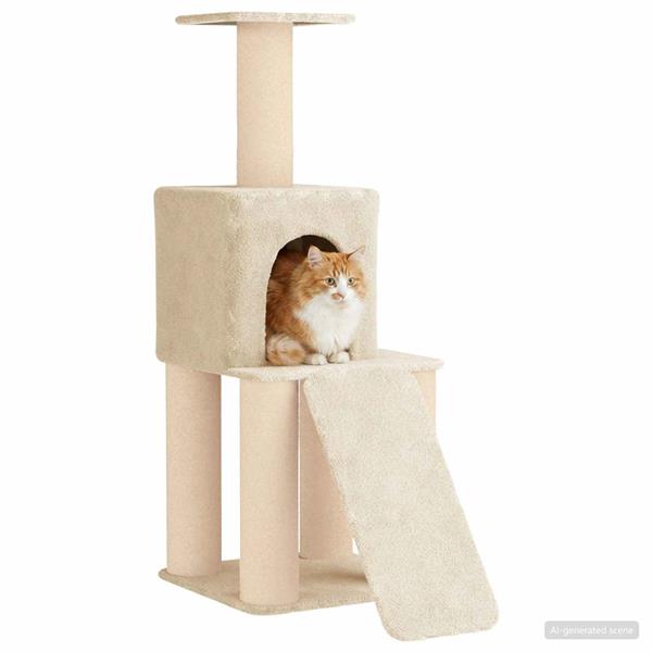 Grote foto vidaxl kattenboom met sisal krabpalen cr mekleurig 146 cm dieren en toebehoren katten accessoires
