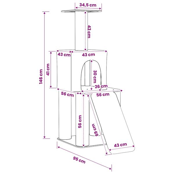 Grote foto vidaxl kattenboom met sisal krabpalen cr mekleurig 146 cm dieren en toebehoren katten accessoires