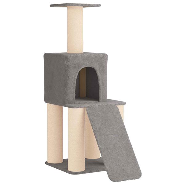 Grote foto vidaxl kattenboom met sisal krabpalen lichtgrijs 146 cm dieren en toebehoren katten accessoires