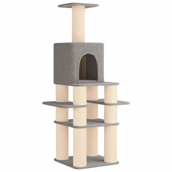 Grote foto vidaxl kattenboom met sisal krabpalen lichtgrijs 180 cm dieren en toebehoren katten accessoires