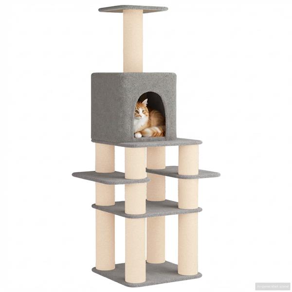 Grote foto vidaxl kattenboom met sisal krabpalen lichtgrijs 180 cm dieren en toebehoren katten accessoires