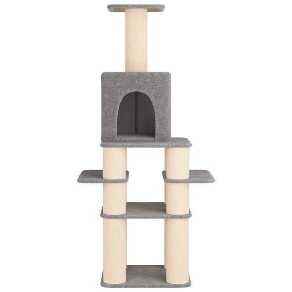 Grote foto vidaxl kattenboom met sisal krabpalen lichtgrijs 180 cm dieren en toebehoren katten accessoires