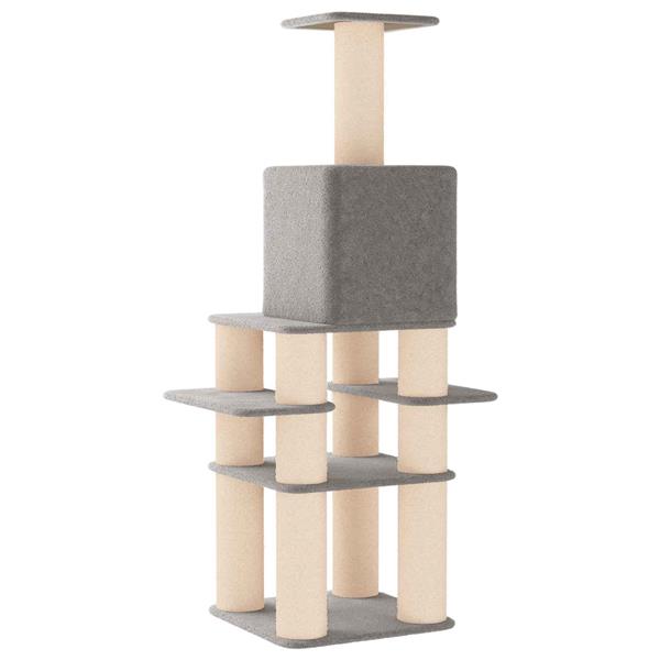 Grote foto vidaxl kattenboom met sisal krabpalen lichtgrijs 180 cm dieren en toebehoren katten accessoires