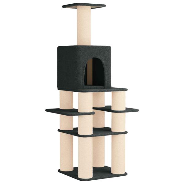 Grote foto vidaxl kattenboom met sisal krabpalen donkergrijs 180 cm dieren en toebehoren katten accessoires