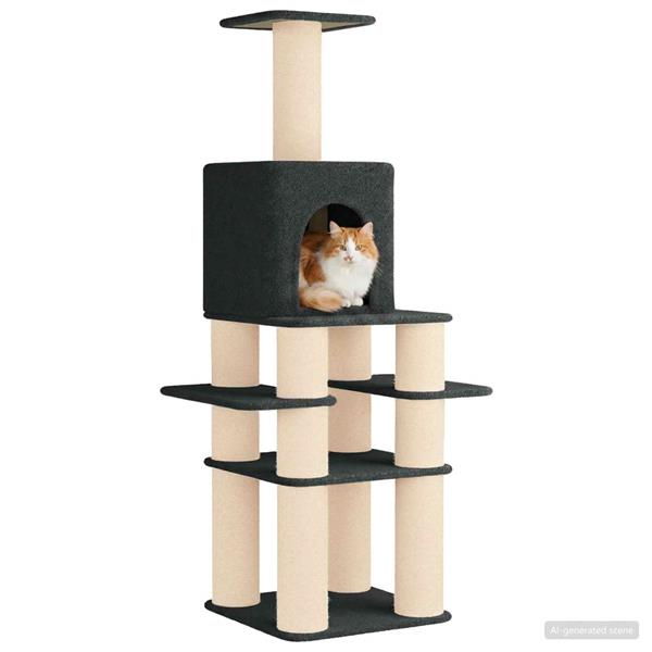 Grote foto vidaxl kattenboom met sisal krabpalen donkergrijs 180 cm dieren en toebehoren katten accessoires