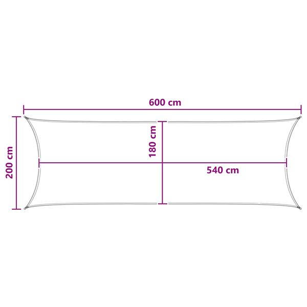 Grote foto vidaxl zonneschaduwzeil 2 x 6 m hdpe rechthoekig rood tuin en terras overige tuin en terras