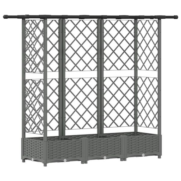 Grote foto vidaxl verhoogd bed met trellis en dak lichtgrijs 164 x 40 x 121 cm pp tuin en terras overige tuin en terras