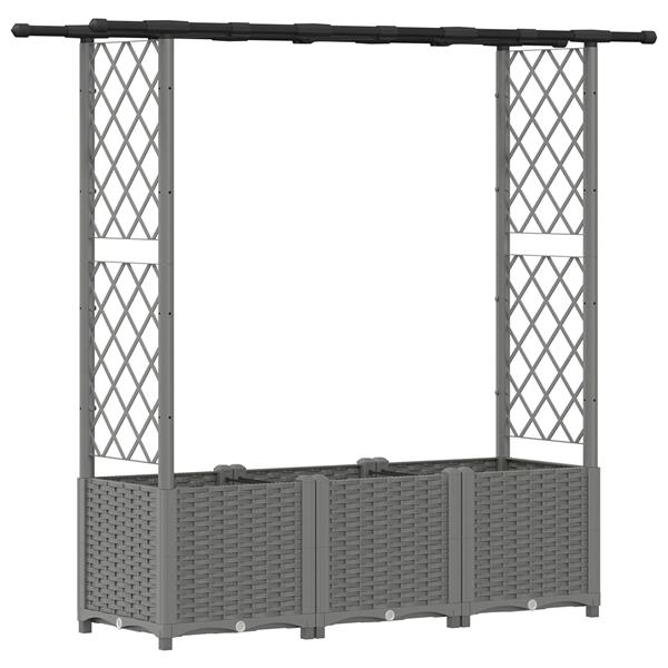 Grote foto vidaxl verhoogd bed met trellis en dak lichtgrijs 162 5 x 40 x 136 cm tuin en terras overige tuin en terras
