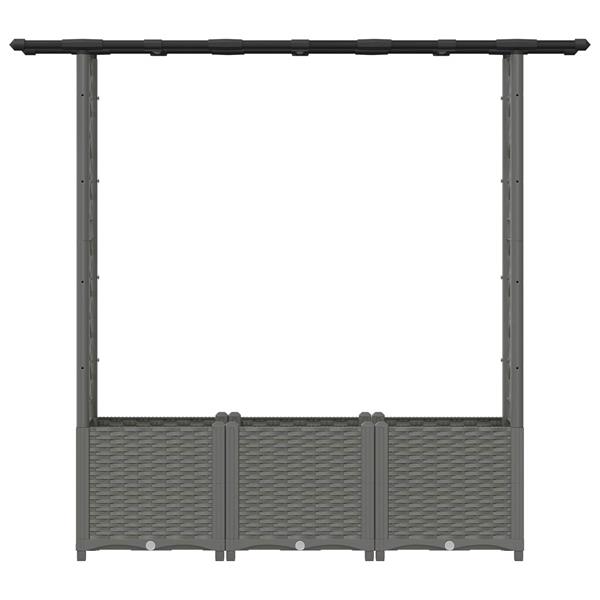 Grote foto vidaxl verhoogd bed met trellis en dak lichtgrijs 162 5 x 40 x 136 cm tuin en terras overige tuin en terras