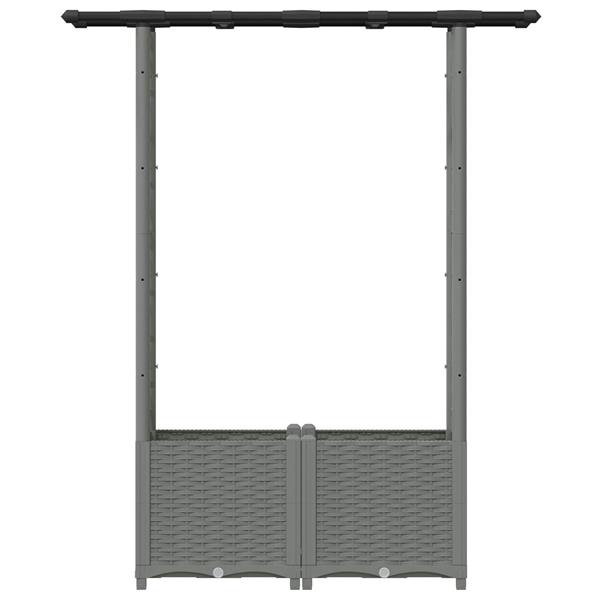 Grote foto vidaxl verhoogd bed met trellis en dak lichtgrijs 124 5 x 40 x 136 cm tuin en terras overige tuin en terras