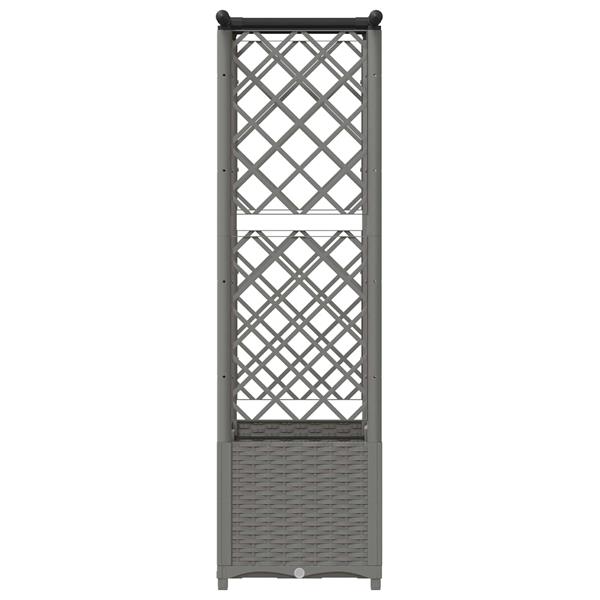 Grote foto vidaxl verhoogd bed met trellis en dak lichtgrijs 124 5 x 40 x 136 cm tuin en terras overige tuin en terras