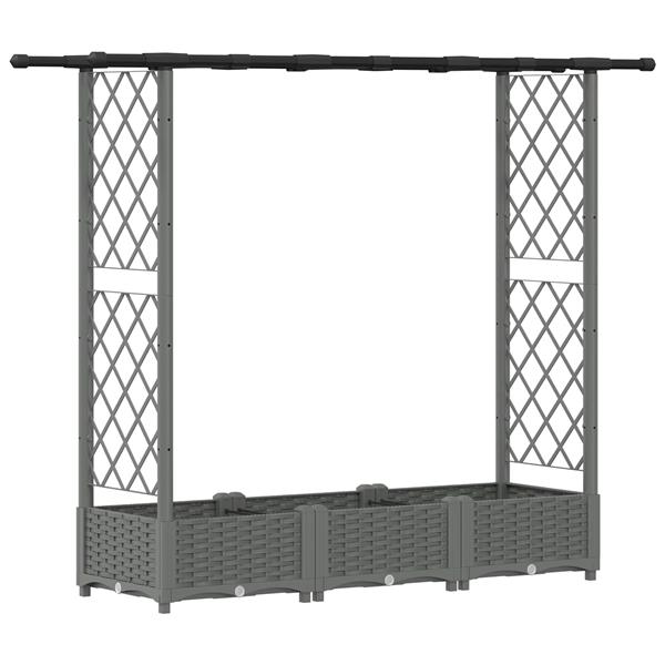 Grote foto vidaxl verhoogd bed met trellis en dak lichtgrijs 164 x 40 x 121 cm pp tuin en terras overige tuin en terras