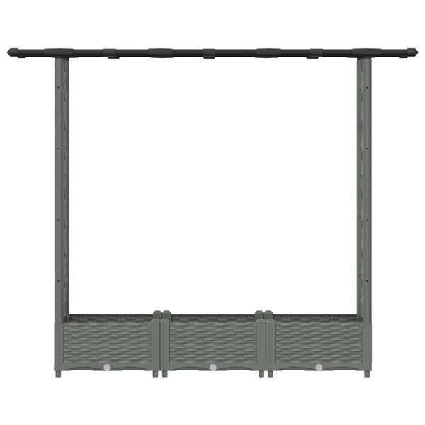 Grote foto vidaxl verhoogd bed met trellis en dak lichtgrijs 164 x 40 x 121 cm pp tuin en terras overige tuin en terras