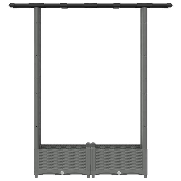 Grote foto vidaxl verhoogd bed met trellis en dak lichtgrijs 122 5 x 40 x 121 cm tuin en terras overige tuin en terras