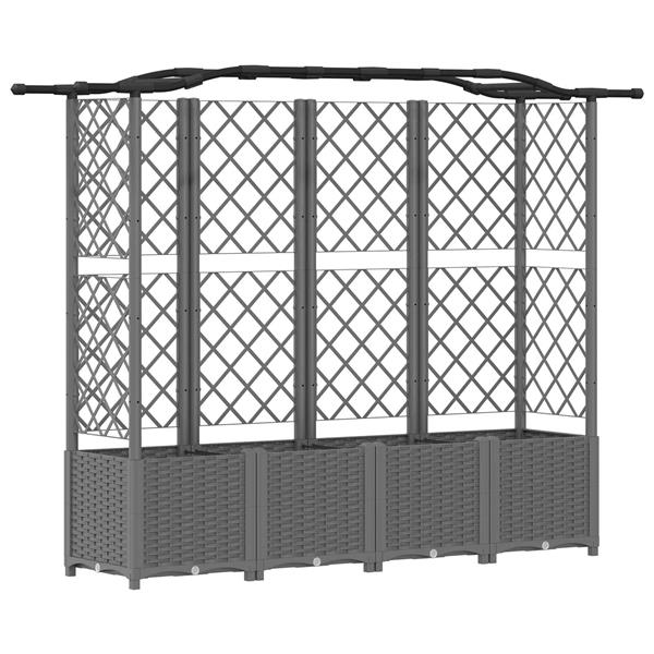 Grote foto vidaxl verhoogd bed met trellis en dak lichtgrijs 204 x 40 x 138 cm pp tuin en terras overige tuin en terras