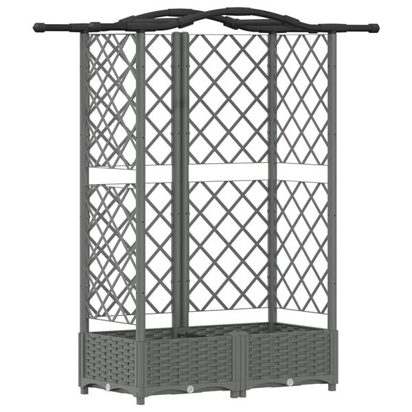 Grote foto vidaxl verhoogd bed met trellis en dak lichtgrijs 124 x 40 x 123 cm pp tuin en terras overige tuin en terras