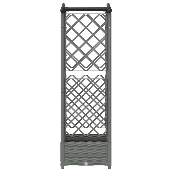 Grote foto vidaxl verhoogd bed met trellis en dak lichtgrijs 124 x 40 x 123 cm pp tuin en terras overige tuin en terras