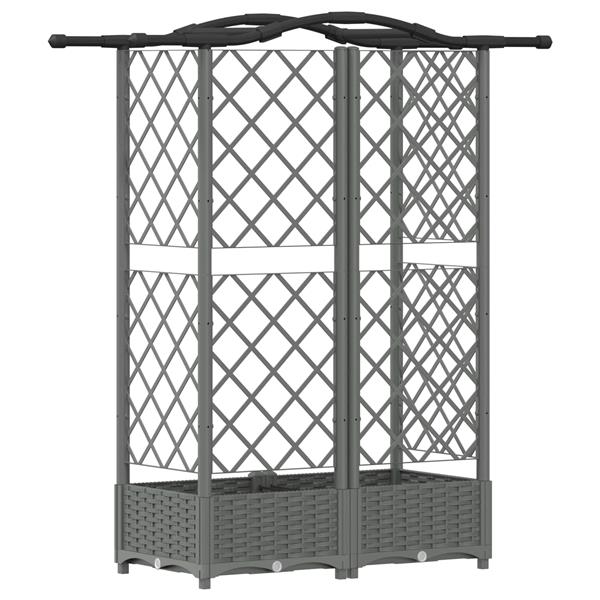 Grote foto vidaxl verhoogd bed met trellis en dak lichtgrijs 124 x 40 x 123 cm pp tuin en terras overige tuin en terras