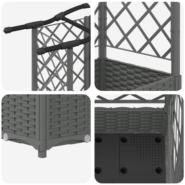Grote foto vidaxl verhoogd bed met trellis en dak lichtgrijs 124 x 40 x 123 cm pp tuin en terras overige tuin en terras
