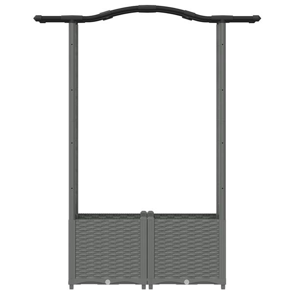 Grote foto vidaxl verhoogd bed met trellis en dak lichtgrijs 125 x 40 x 138 cm pp tuin en terras overige tuin en terras