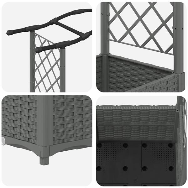 Grote foto vidaxl verhoogd bed met trellis en dak lichtgrijs 125 x 40 x 138 cm pp tuin en terras overige tuin en terras