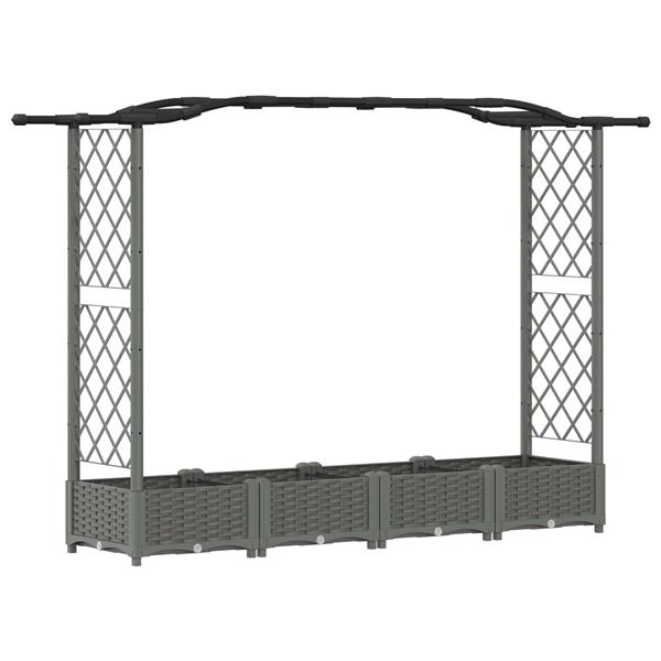 Grote foto vidaxl verhoogd bed met trellis en dak lichtgrijs 207 x 40 x 123 cm pp tuin en terras overige tuin en terras
