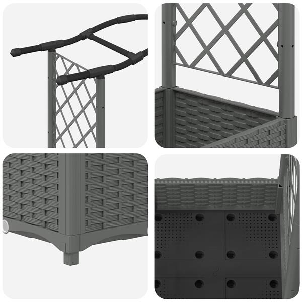 Grote foto vidaxl verhoogd bed met trellis en dak lichtgrijs 207 x 40 x 123 cm pp tuin en terras overige tuin en terras