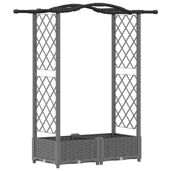 Grote foto vidaxl verhoogd bed met trellis en dak lichtgrijs 124 x 40 x 123 cm pp tuin en terras overige tuin en terras