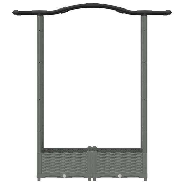 Grote foto vidaxl verhoogd bed met trellis en dak lichtgrijs 124 x 40 x 123 cm pp tuin en terras overige tuin en terras