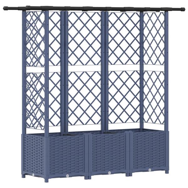 Grote foto vidaxl verhoogd bed met trellis en dak grijs 163 5 x 40 x 136 cm pp tuin en terras overige tuin en terras
