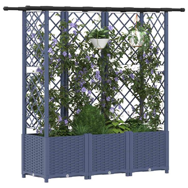Grote foto vidaxl verhoogd bed met trellis en dak grijs 163 5 x 40 x 136 cm pp tuin en terras overige tuin en terras