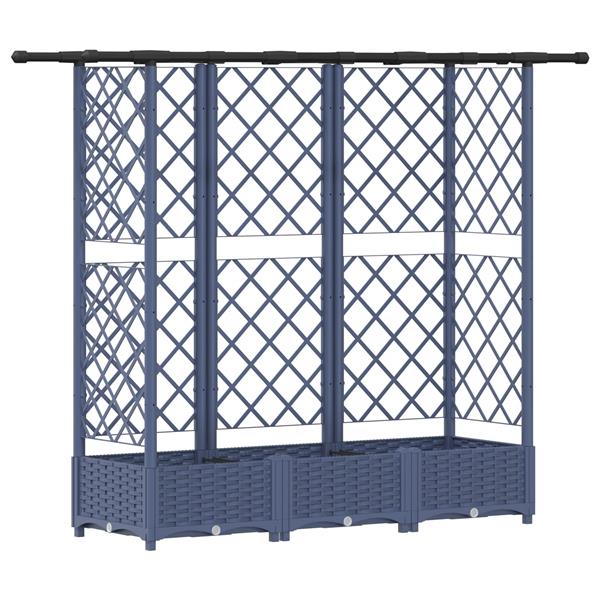 Grote foto vidaxl verhoogd bed met trellis en dak grijs 164 x 40 x 121 cm pp tuin en terras overige tuin en terras