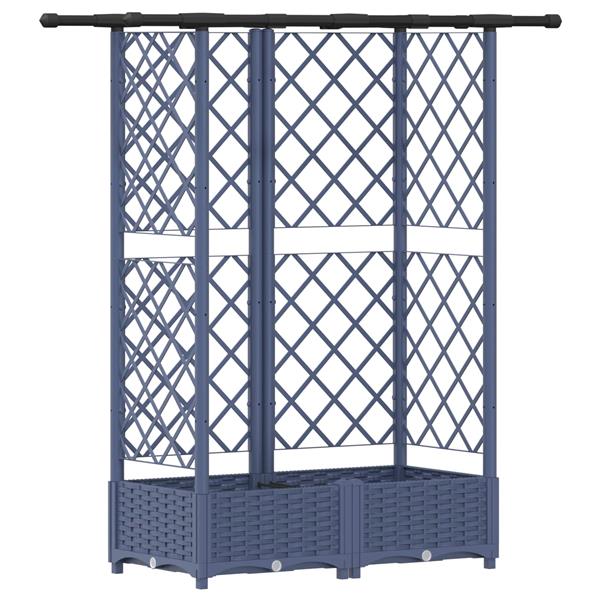 Grote foto vidaxl verhoogd bed met trellis en dak grijs 124 x 40 x 121 cm pp tuin en terras overige tuin en terras