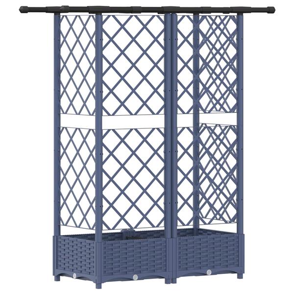 Grote foto vidaxl verhoogd bed met trellis en dak grijs 124 x 40 x 121 cm pp tuin en terras overige tuin en terras