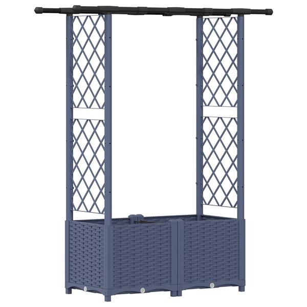 Grote foto vidaxl verhoogd bed met trellis en dak grijs 124 5 x 40 x 136 cm pp tuin en terras overige tuin en terras