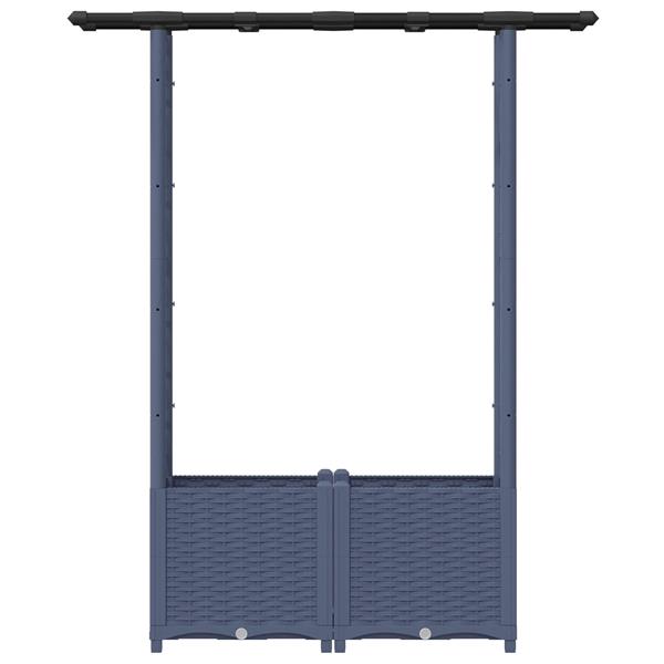 Grote foto vidaxl verhoogd bed met trellis en dak grijs 124 5 x 40 x 136 cm pp tuin en terras overige tuin en terras