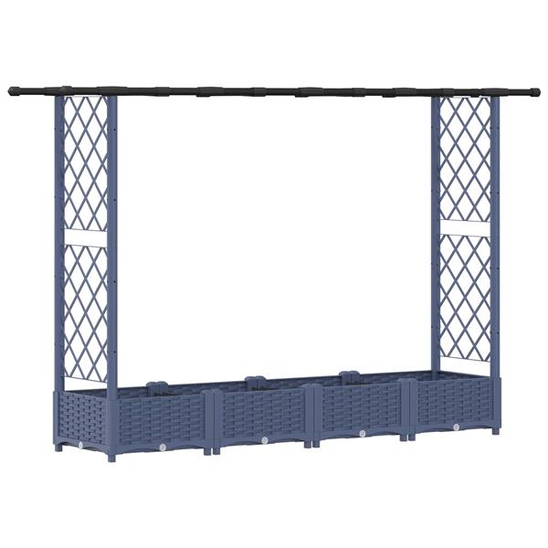 Grote foto vidaxl verhoogd bed met trellis en dak grijs 203 x 40 x 121 cm pp tuin en terras overige tuin en terras