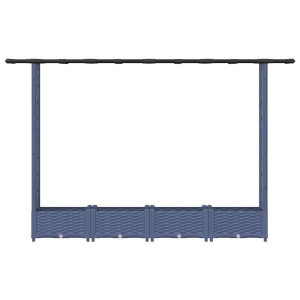 Grote foto vidaxl verhoogd bed met trellis en dak grijs 203 x 40 x 121 cm pp tuin en terras overige tuin en terras